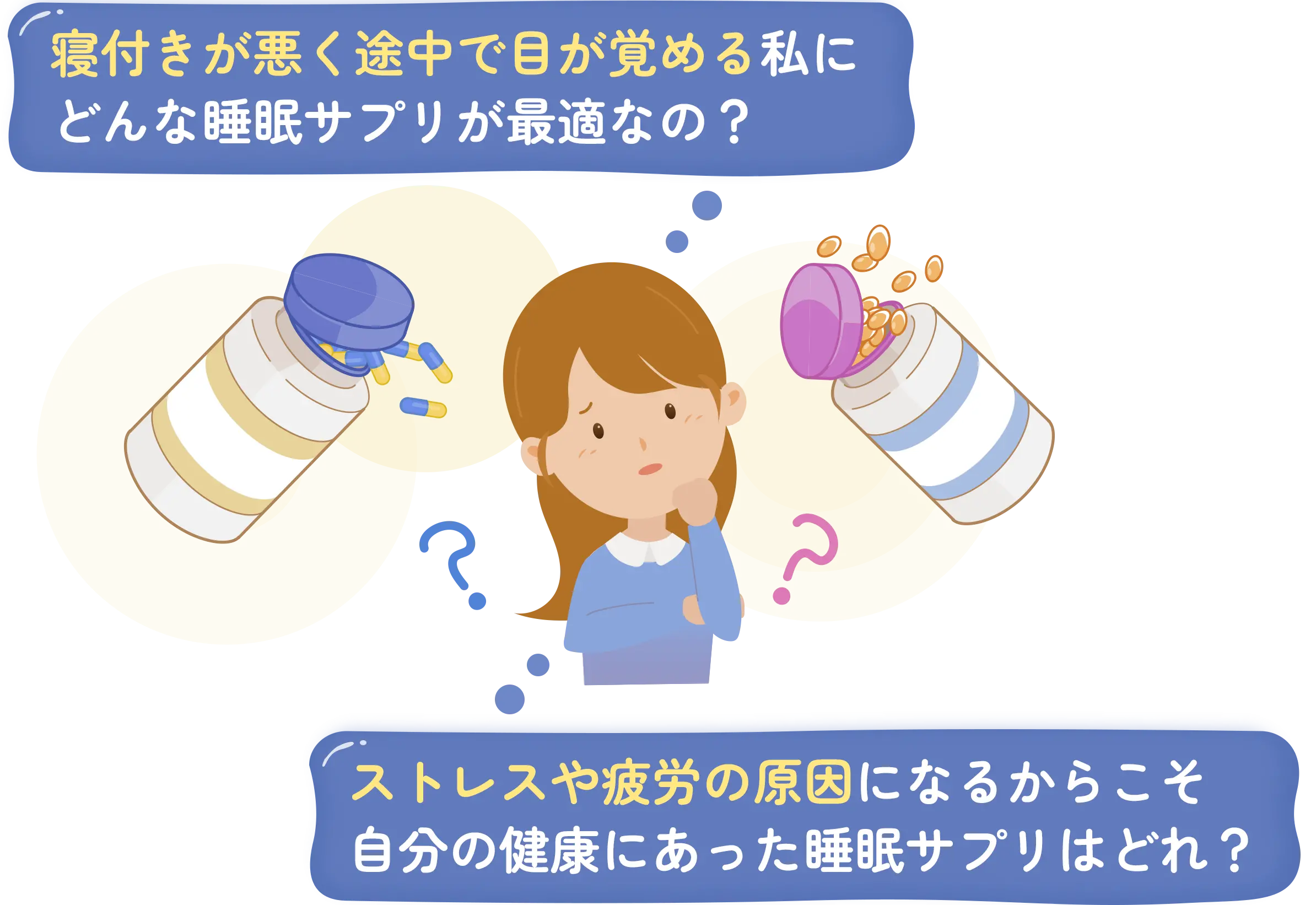 寝付きが悪く途中で目が覚める私にどんな睡眠サプリが最適なの？ ストレスや疲労の原因になるからこそ自分の健康にあった睡眠サプリはどれ？